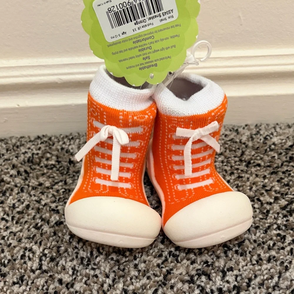 Orange Baby Walker Shoes - Lightweight Barefoot Design